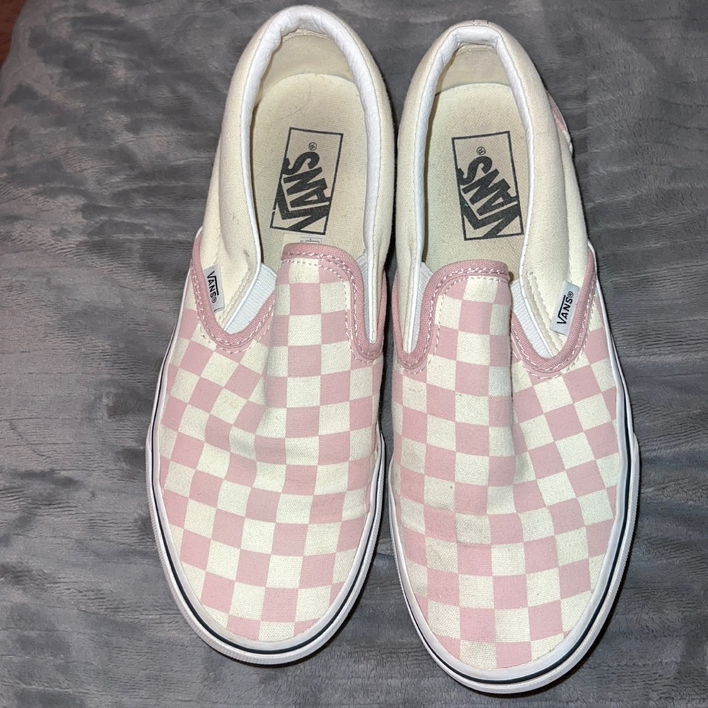 pink checkered vans womens size 8.0
